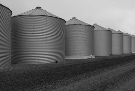 Rows of grain silos