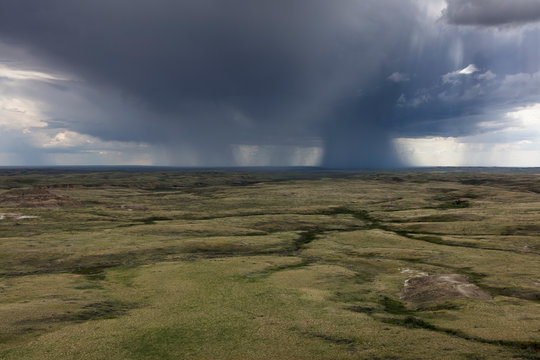 Dark storm clouds over Grasslands National Park