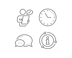 Customer survey line icon. Chat bubble, info sign elements. Contract application sign. Agreement document symbol. Linear customer survey outline icon. Information bubble. Vector