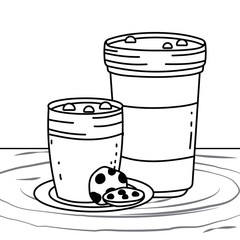 Iced coffee glass and cookie vector design