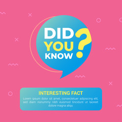 Did you know speech bubble on pink background