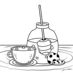 Isolated honey jar and coffee cup design