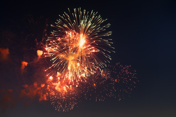 Fototapeta premium Large multi-colored fireworks on the Day of the Russian Navy