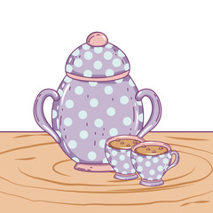 Porcelain coffee cup and sugar bowl vector design