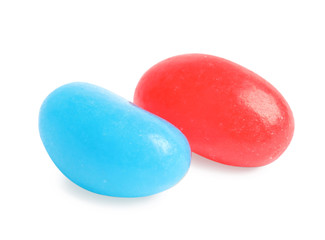 Delicious colorful jelly beans isolated on white