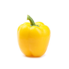 Ripe yellow bell pepper on white background