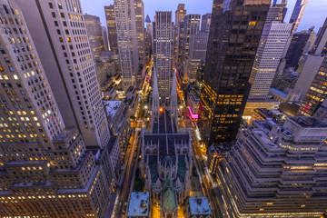 New York City manhattan midtown buildings at night