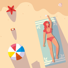 woman summer time vacations design