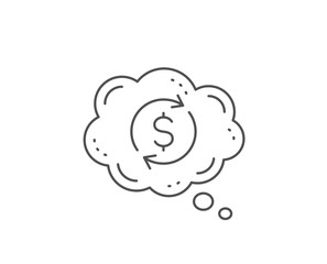 Currency exchange line icon. Chat bubble design. Money Transfer sign. Dollar in rotation arrow symbol. Outline concept. Thin line dollar exchange icon. Vector