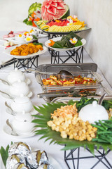 Beautifully decorated catering banquet table 