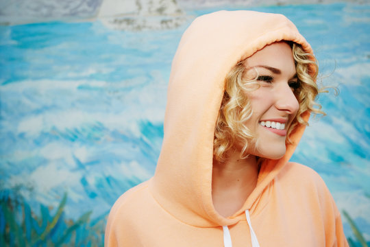 Close Up Of Young Woman In Sweatshirt