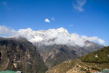 Shot from the Everest Basecamp trail at Namche Bazaar in Nepal