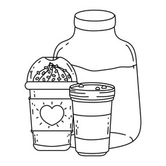 Iced coffee mug and milk vector design