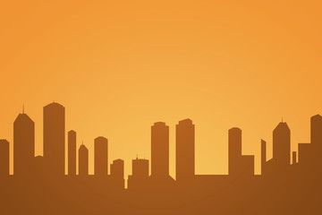 Cityscape background in the sunset - Flat design illustration with cropped silhouettes