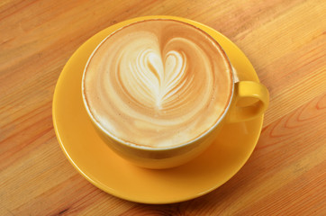 A cup of latte-art hot coffee 