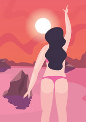Obraz na płótnie Canvas beautiful woman with swimsuit summer time