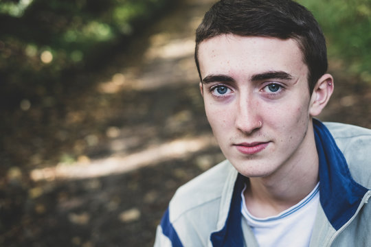 Portrait of teenage boy with piercing