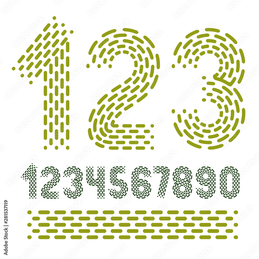 Poster vector numbers, modern numerals set. rounded bold retro numeration from 0 to 9 can be used for logo 