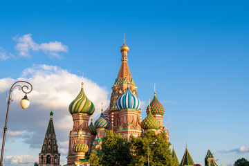 Moscow, Russia summer day. View of the St. Basil's Cathedral in Moscow on Red Square.