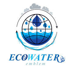 Pure water vector abstract logotype for use in mineral water advertising. Alternative medicine concept.