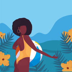 woman summer time vacations design