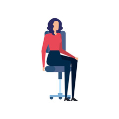 elegant businesswoman worker seated in office chair