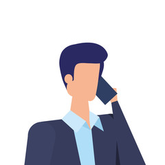 elegant businessman worker calling with smartphone
