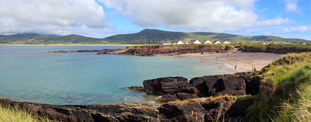 Panorama of Wine Strand in Smerwick Harbour, Dingle Peninsula, County Kerry, Ireland