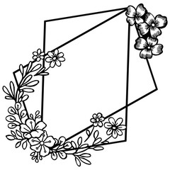 Beauty of flower frame blooms, for ornate of card, space for your text. Vector