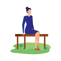 elegant businesswoman seated in the park chair