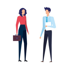 elegant business couple workers avatars characters