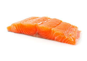 Raw fresh salmon on a white background