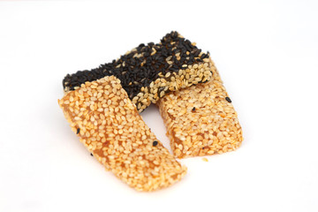 Poppy seed candy on a white background