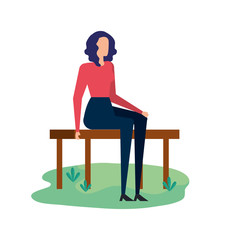 elegant businesswoman seated in the park chair