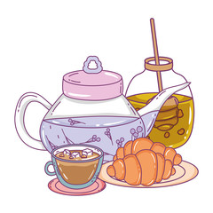 Isolated tea pot and bread design