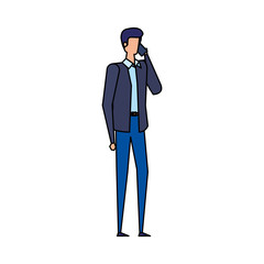 elegant businessman worker calling with smartphone