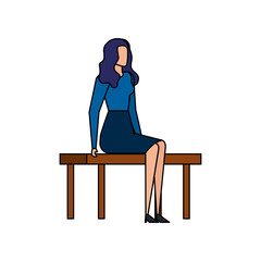 elegant businesswoman seated in the park chair