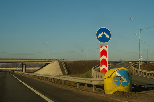 Highway. roadway background. way with sign