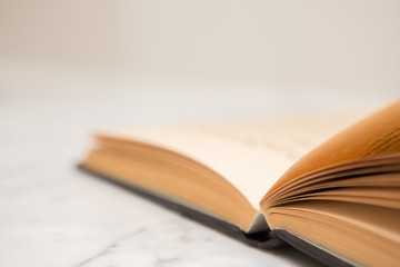 Close up of  Old books opened on the reading table