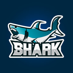 Shark esport gaming logo design. Shark gaming emblem logo design illustration