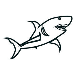 Fototapeta premium Shark line art vector illustration. Shark simple outline design