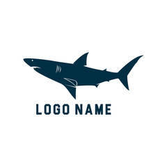 Shark minimalist silhouette logo design. Shark silhouette vector illustration with white background