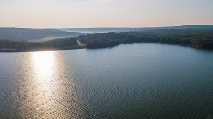 Sunrise and sunset over lake wallenpaupack, westcolang masthope 