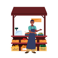 seller woman farm products stand