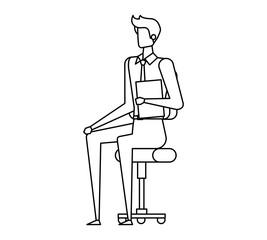 elegant businessman worker seated in office chair