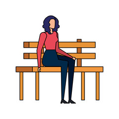 elegant businesswoman seated in the park chair