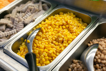 Salad bar include cereal crops and corns, healthy concept.