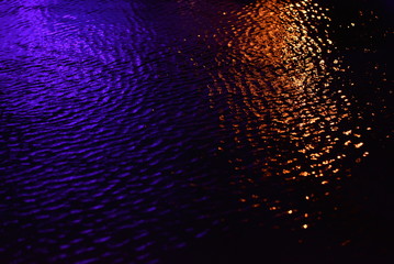 Glare and reflection of light on the water.