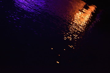 Glare and reflection of light on the water.