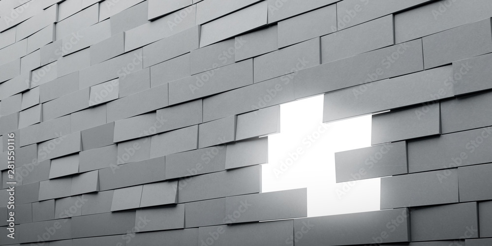 Poster abstract of concrete surface,tilt wall with the void,conceptual idea of space, 3d rendering.